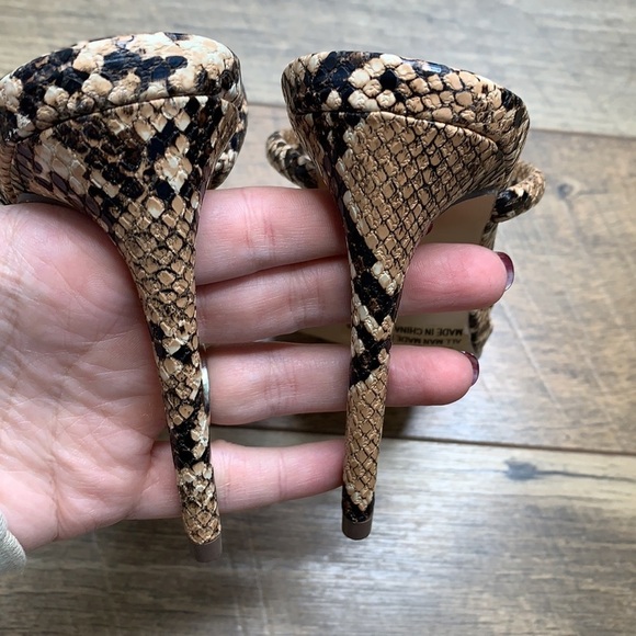 Lulus Square Toe Snake Print Animal Print High Heels sz 6 - Picture 4 of 7